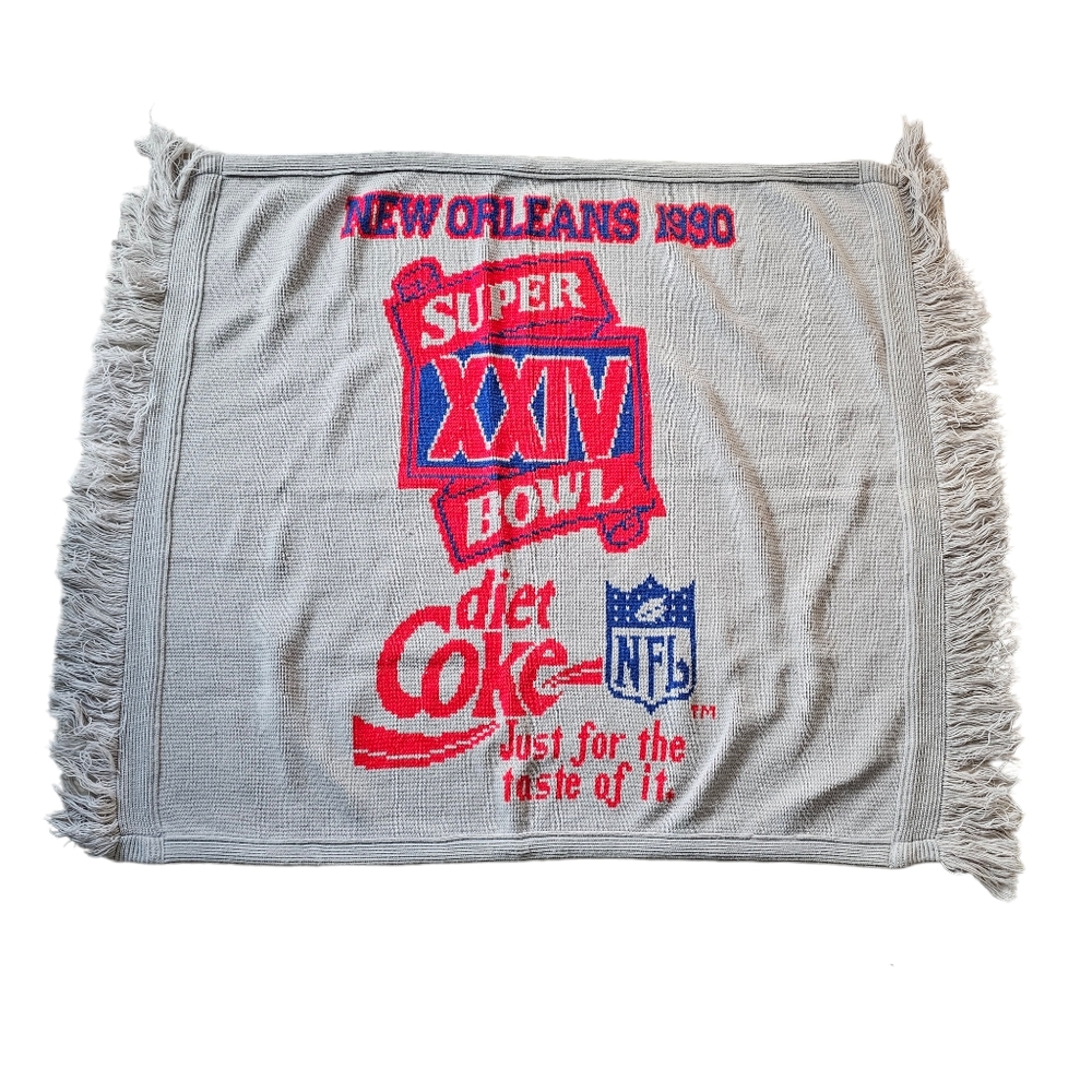 Vintage 1990 New Orleans Super Bowl XXIV NFL Denver Broncos Vs. 49ers Knit Throw